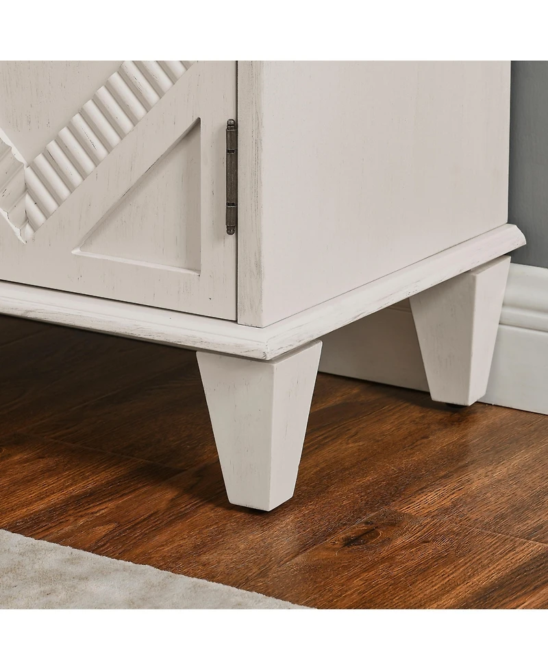 Casainc 33.6" Retro Wooden Storage Cabinet Symmetrical Geometric Display Cabinets