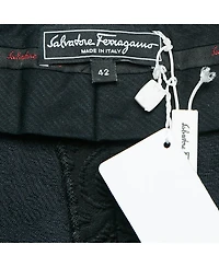 Pre-Owned Salvatore Ferragamo Women's Black Floral Jacquard Lace-Up Trousers