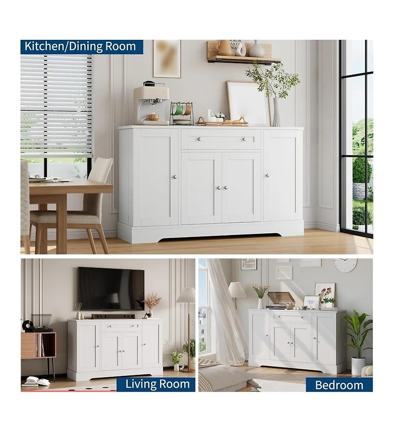 Gaomon Modern Wooden Sideboard Buffet Cabinet with Drawer, 4 Doors and Storage Shelves