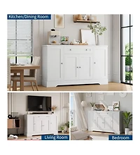 Gaomon Modern Wooden Sideboard Buffet Cabinet with Drawer, 4 Doors and Storage Shelves