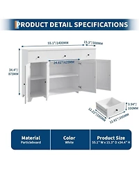 gaomon Sideboard Buffet Cabinet, 55in Large Modern Kitchen Coffee Bar Cupboard Cabinet with 4 Doors 3 Drawers Adjustable Shelves Wood Coffee Bar