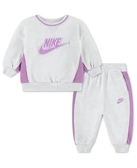 Nike Baby Girls' Crewneck Sweatshirt and Pants, 2-Piece Set