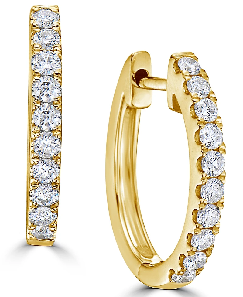 Macy's Diamond Hoop Earrings (1/2 ct. t.w.) in 14K Yellow Gold (also in 14K White Gold)