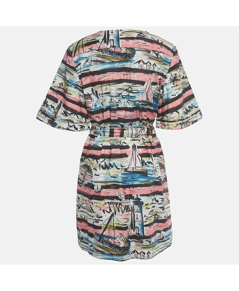 Pre-Owned Burberry Women's Multicolor Lighthouse Print Cotton Mini Shirt Dress
