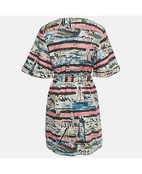 Pre-Owned Burberry Women's Multicolor Lighthouse Print Cotton Mini Shirt Dress