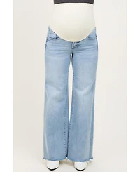 Pinkblush Maternity Light Low Rise Wide Leg Raw Cut Hem Jeans