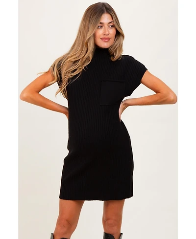 Pinkblush Maternity Burgundy Ribbed Knit Short Sleeve Sweater Dress