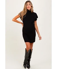 Pinkblush Maternity Burgundy Ribbed Knit Short Sleeve Sweater Dress