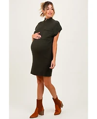 Pinkblush Maternity Burgundy Ribbed Knit Short Sleeve Sweater Dress