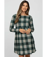 Pinkblush Maternity Forest Green Plaid Knit Dress