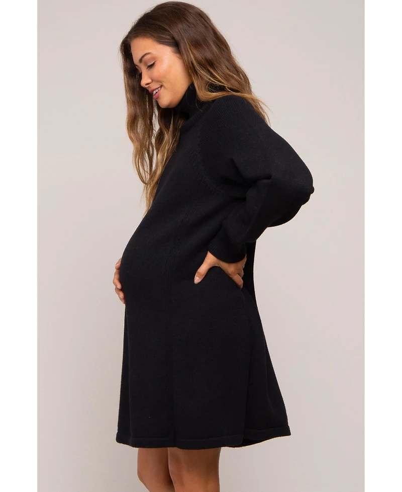 Pinkblush Maternity Black Turtleneck Long Sleeve Sweater Dress