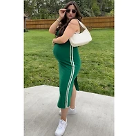 Pinkblush Maternity Green Sleeveless Contrasting Stripe Maxi Dress