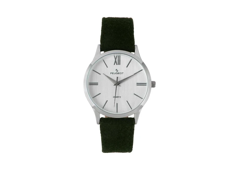 Peugeot Men's Round 40mm Steel Case with Green Wool/Leather Strap
