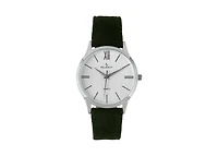 Peugeot Men's Round 40mm Steel Case with Green Wool/Leather Strap