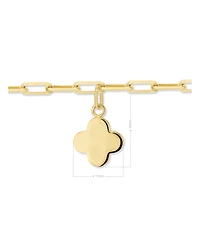 Devata Clover Charm with Paperclip Chain Bracelet in 14K Gold, 7.5 in, approx. 3.5 grams.
