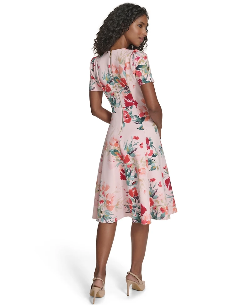 Calvin Klein Women's Short-Sleeve Printed Midi Dress