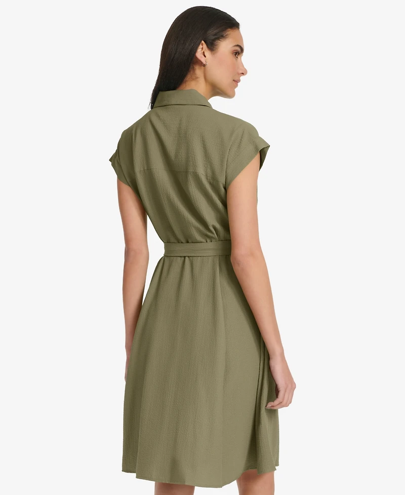 Calvin Klein Women's Belted Cap-Sleeve Shirtdress