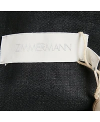 Pre-Owned Zimmermann Women's Black Linen Tie Neck Detail Empire Mid Dress