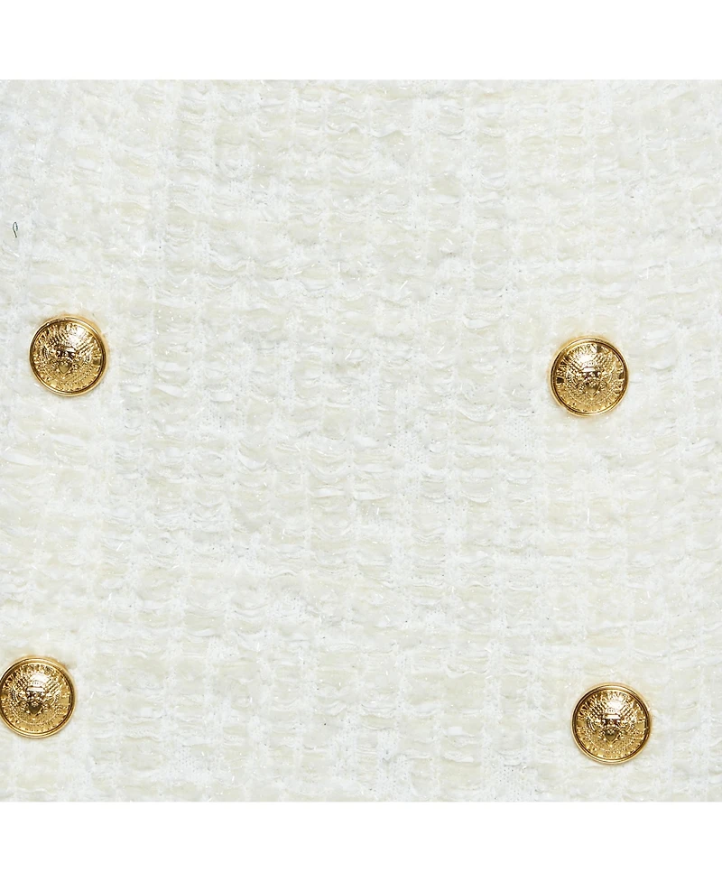 Pre-Owned Balmain Women's White Tweed Button Detail Pencil Skirt