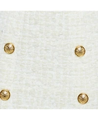 Pre-Owned Balmain Women's White Tweed Button Detail Pencil Skirt