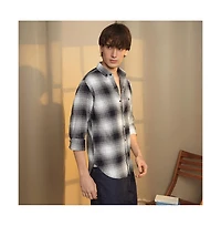 Campus Sutra Men's Charcoal Black & Ivory White Ombre Buffalo Check Shirt