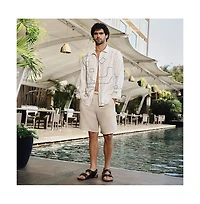 Campus Sutra Men's Off-White & Navy Blue Thread-Lines Shirt