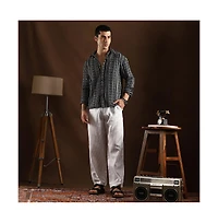 Campus Sutra Men's Onyx Black Folk-Weave Shirt