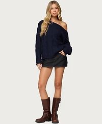 Edikted Women's Nellie Off Shoulder Cable Knit Sweater