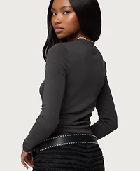 Edikted Women's Daphne Ribbed Long Sleeve T Shirt