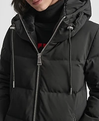 Dkny Women's Stand Collar Zipper Puffer Coat