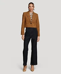 Avec Les Filles Women's Cropped Spread Collar Blazer