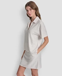 Dkny Jeans Women's Boxy Polo Collared T-Shirt