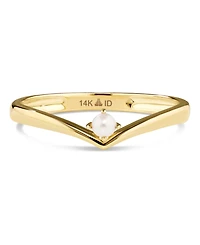 Devata Freshwater Pearl Wishbone Ring 14K Gold, 9, approx. 1.5 grams.