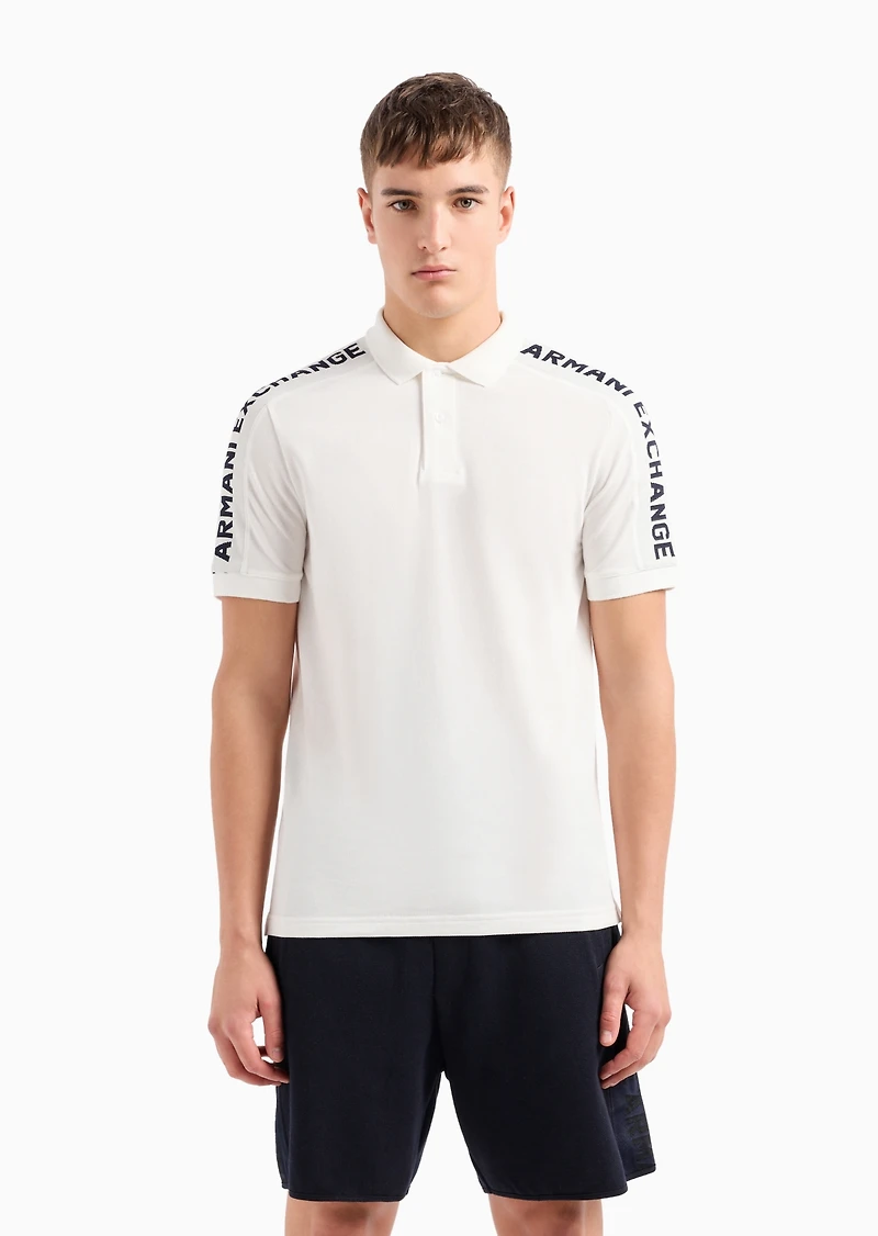 A|X Armani Exchange Men's Cotton Short Sleeve Logo-Trim Polo Shirt