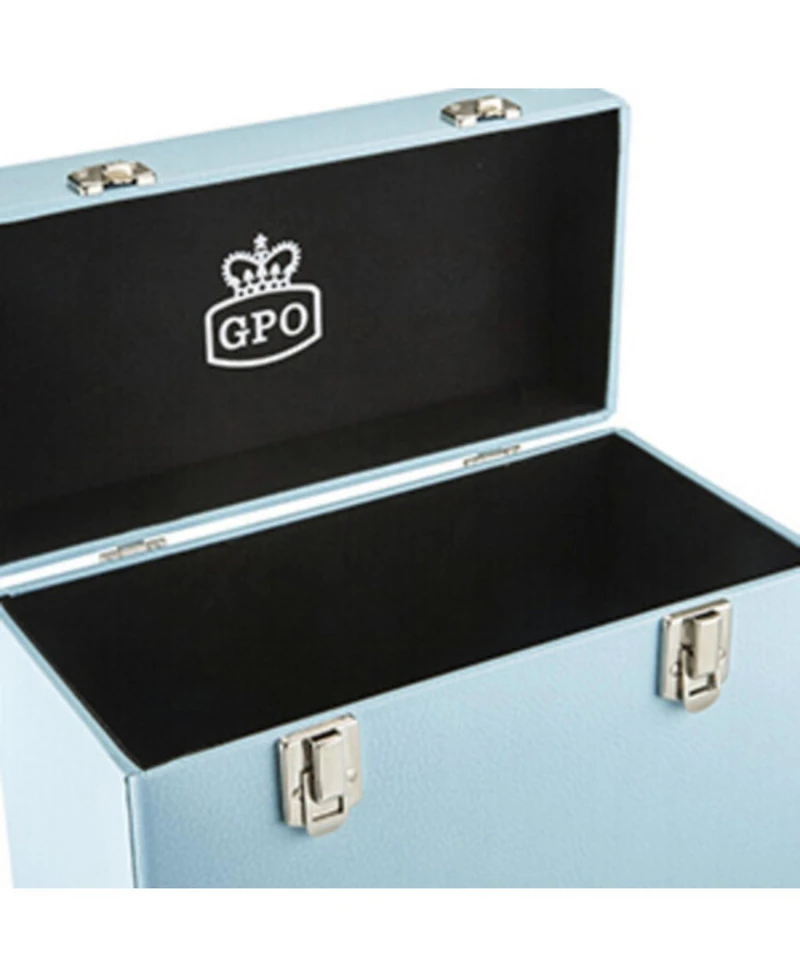 Gpo Retro SWB18BLU 12" Vinyl Record Case 35 Count Capacity with Removable Lid - Blue