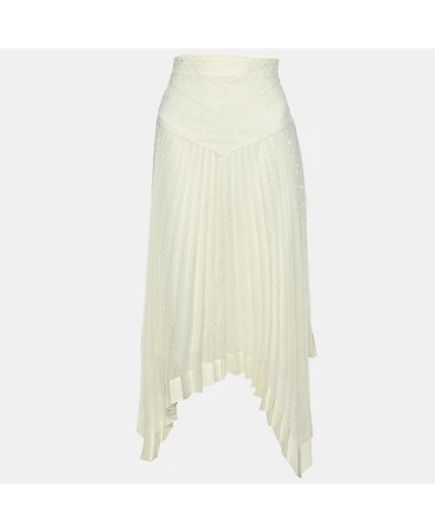 Pre-Owned Zimmermann Women's Cream Espionage Sunburst Pleated Lace Skirt