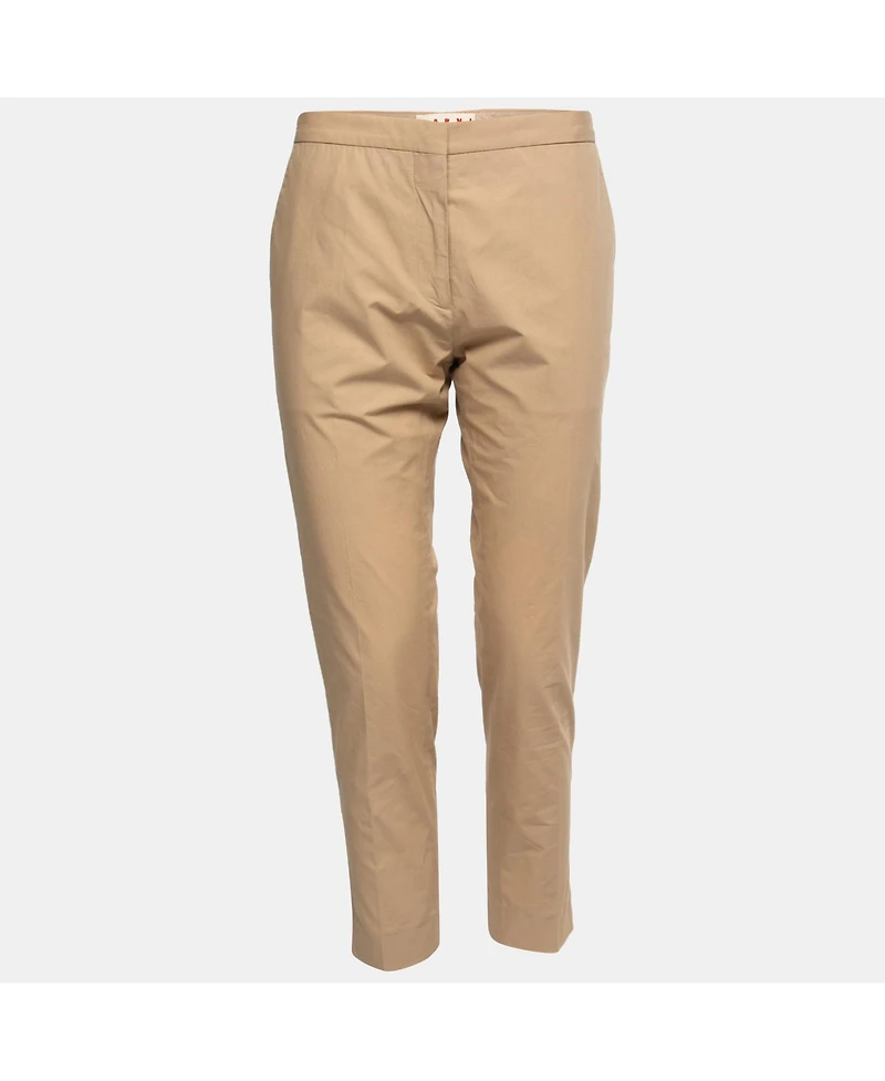 Pre-Owned Marni Women's Tan Cotton Straight-Leg Trousers