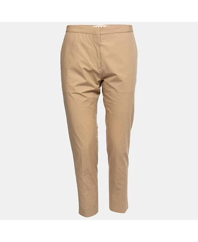 Pre-Owned Marni Women's Tan Cotton Straight-Leg Trousers