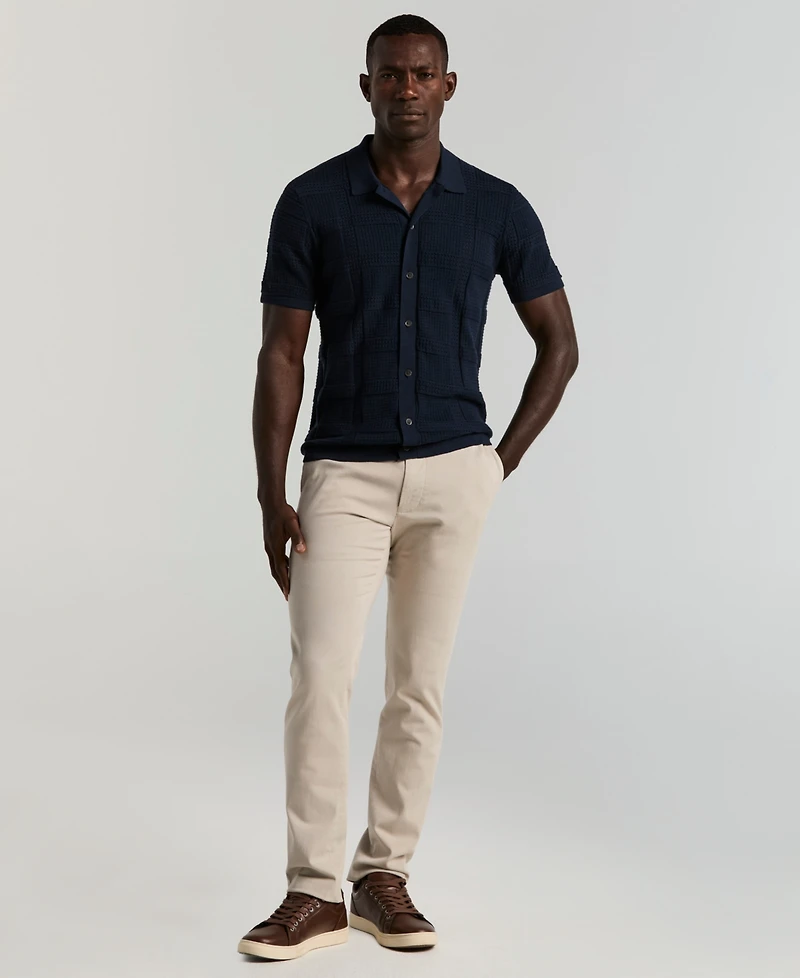 Perry Ellis Men's Open Stitch Jacquard Shirt