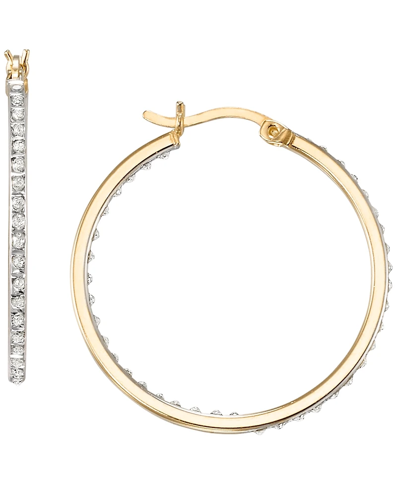 Macy's Diamond Accent Hoop Earrings (0.01 ct. t.w.) in 18K Gold Over Sterling Silver