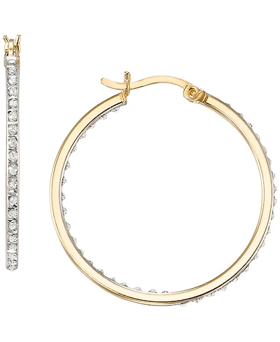 Macy's Diamond Accent Hoop Earrings (0.01 ct. t.w.) in 18K Gold Over Sterling Silver
