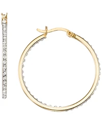 Macy's Diamond Accent Hoop Earrings (0.01 ct. t.w.) in 18K Gold Over Sterling Silver