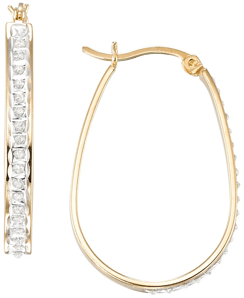 Macy's Diamond Accent Hoop Earrings (0.01 ct. t.w.) in 18K Gold Over Sterling Silver