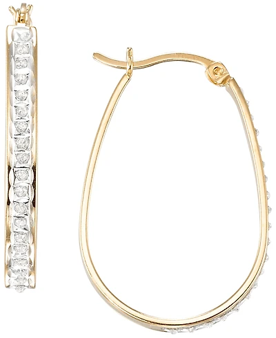 Macy's Diamond Accent Hoop Earrings (0.01 ct. t.w.) in 18K Gold Over Sterling Silver