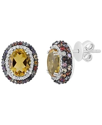 Effy Collection Multi-Gemstone Round Earrings (5-1/2 ct. t.w.) in Sterling Silver