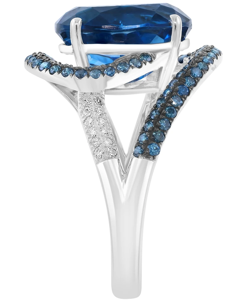 Effy Collection London Blue Topaz (6-1/3 ct. t.w.) and White Diamond Ring (5/8 ct. t.w.) in 14k White Gold