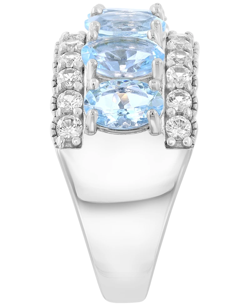 Effy Collection Aquamarine (2-1/4 ct. t.w.) and White Zircon Ring (1 ct. t.w.) in Sterling Silver