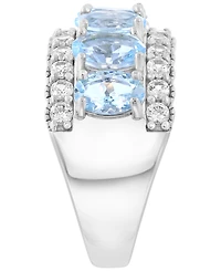 Effy Collection Aquamarine (2-1/4 ct. t.w.) and White Zircon Ring (1 ct. t.w.) in Sterling Silver