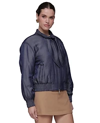 Avec Les Filles Women's Scarf Tie Neck Bomber Jacket