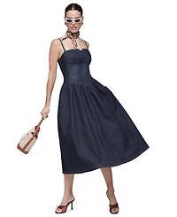 Avec Les Filles Women's Drop Waist Square Neck Midi Dress